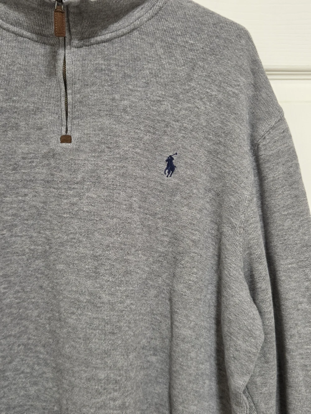 Polo Ralph Lauren Men's XL Grey Quarter-Zip Pullover Sweater 100% Cotton